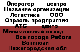 Оператор Call-центра › Название организации ­ Логистика365, ООО › Отрасль предприятия ­ АТС, call-центр › Минимальный оклад ­ 15 000 - Все города Работа » Вакансии   . Нижегородская обл.,Саров г.